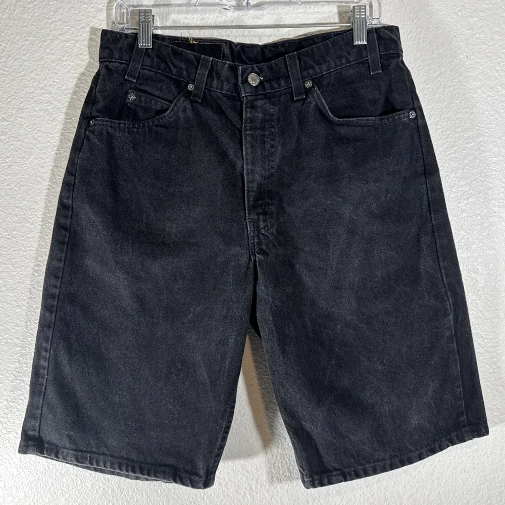 Vintage Levis 550 Relaxed Fit Denim Shorts Mens 34 Black Orange Tab USA Skater